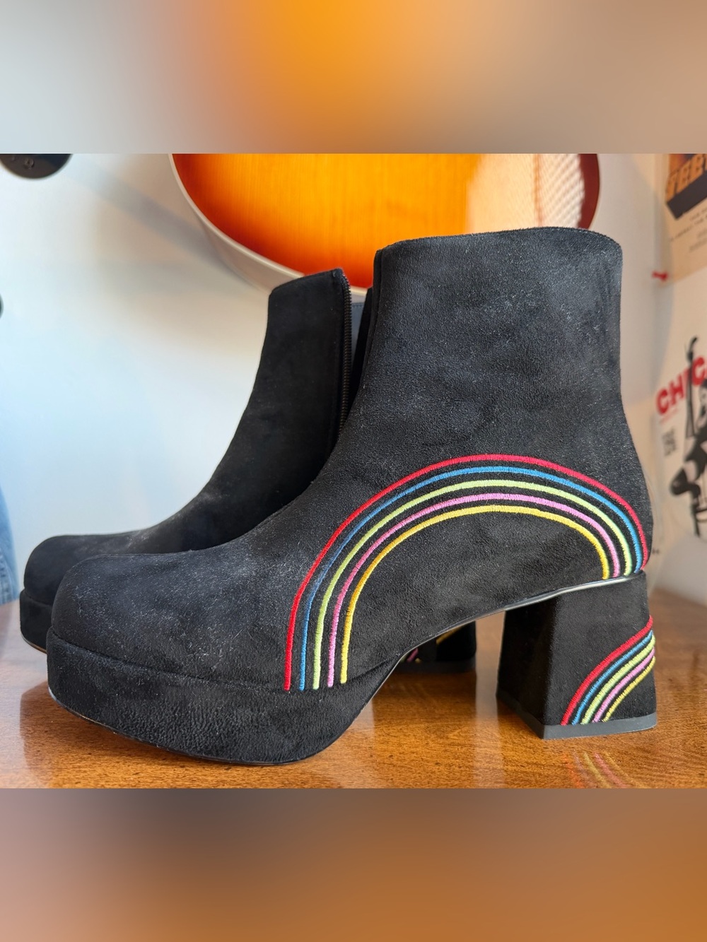 1970s Retro Inspired Black Suede Ankle Boots The Hippie Shake